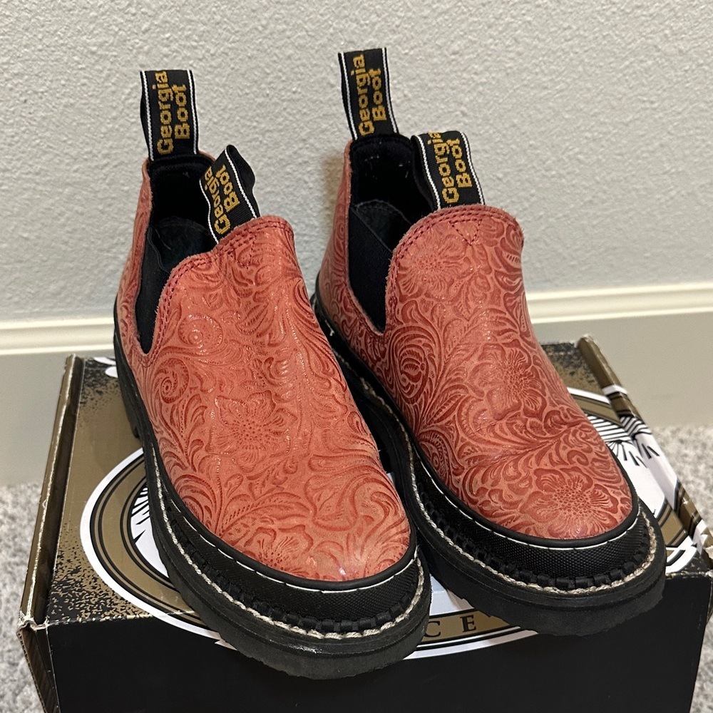Georgia Boot Red Embossed Leather Slip-Ons